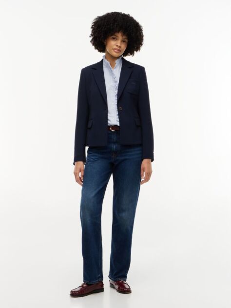 Blue Slim Fit Single Breasted Blazer  Women