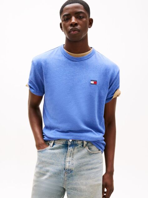 Μπλε T-Shirt Με Σήμα Tommy Και Κανονική Λαιμόκοψη  Άνδρες