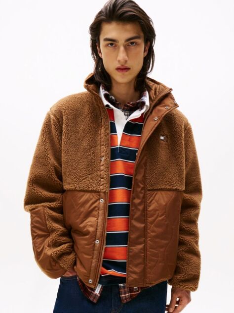 Brown Quilted Teddy Relaxed Jacket  Men