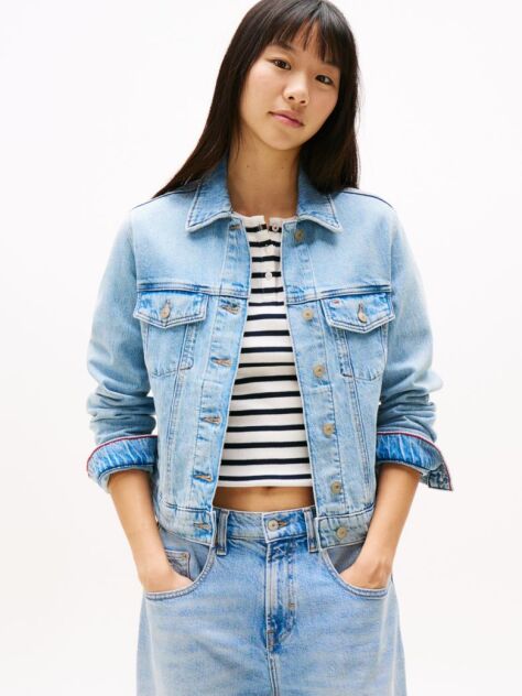 Denim Denim Trucker Τζάκετ Με Ξεθωριασμένο Εφέ Και Κανονική Εφαρμογή  Γυναίκες