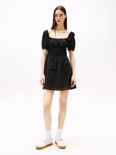 Black Voile Square Neck Mini Dress  Women