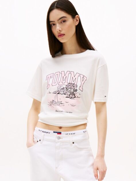 Μπεζ Άνετο T-Shirt Με Σχέδιο  Γυναίκες