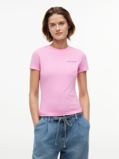 Ροζ T-Shirt Jersey Σε Στενή Γραμμή  Γυναίκες