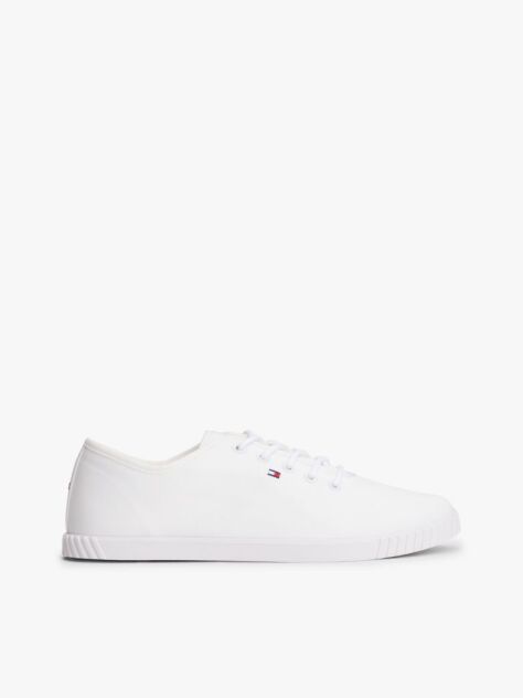 Άσπρο Sneakers Από Canvas Με Κεντητό Σημαιάκι  Γυναίκες