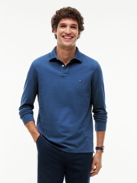 Blue 1985 TH Flex Regular Fit Long Sleeve Polo  Men