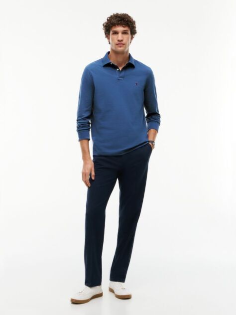 Blue 1985 TH Flex Regular Fit Long Sleeve Polo  Men