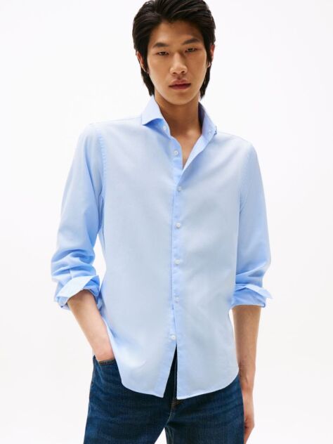 Blue Smart Casual Slim Fit Oxford Shirt  Men