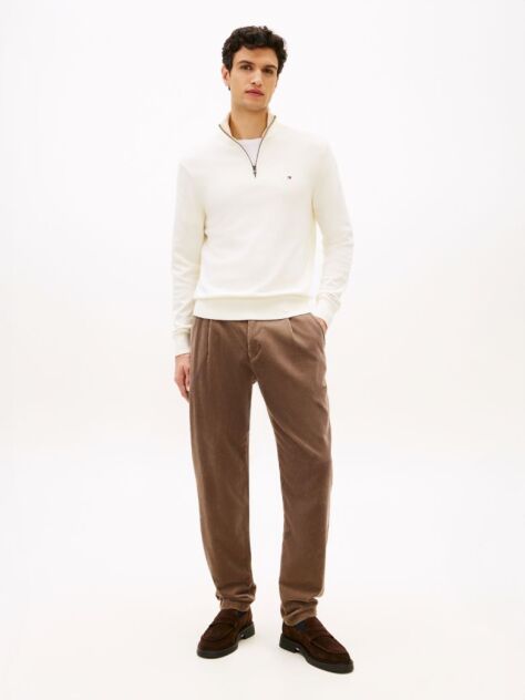 Καφέ Harlem Πλισέ Κοτλέ Παντελόνι Chinos Σε Tapered Γραμμή  Άνδρες