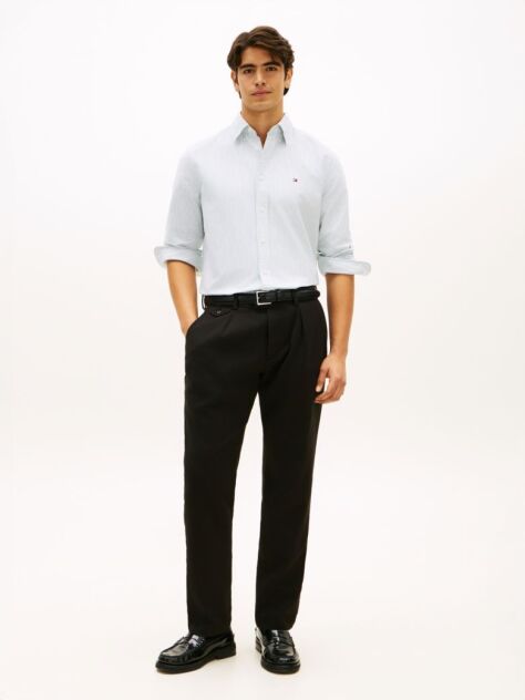 Μαύρο Harlem Πλισέ Παντελόνι Σε Tapered Γραμμή Από Twill  Άνδρες