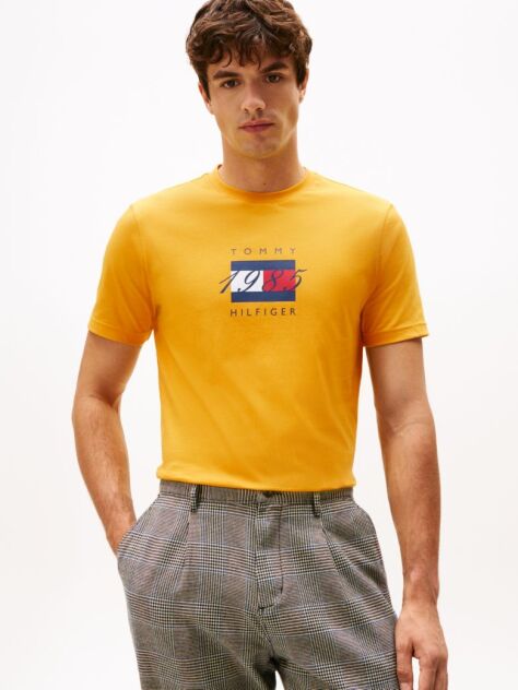 Κίτρινο Jersey T-Shirt Με Σημαία  Άνδρες