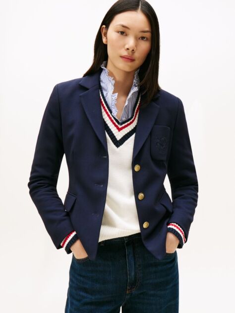 Μπλε TH Crest Blazer Σε Slim Γραμμή Με Κέντημα  Γυναίκες