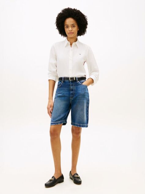 Blue Denim Relaxed Bermuda Shorts  Women