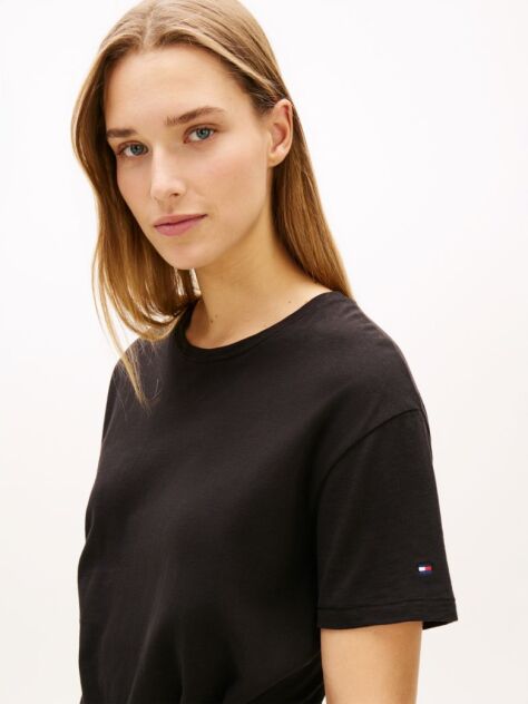 Black Textured Knot Relaxed Midi T-Shirt Dress  Women