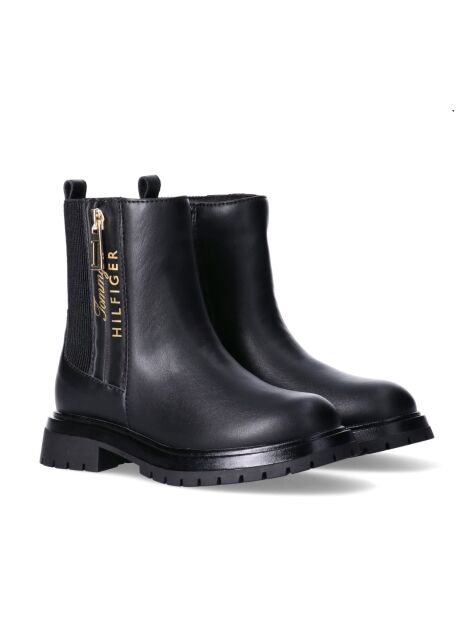 Black Logo Zip Cleat Chelsea Boots  Girls