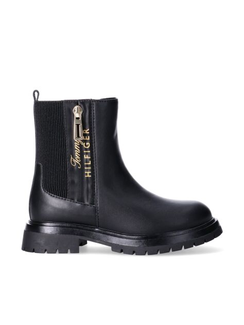 Black Logo Zip Cleat Chelsea Boots  Girls
