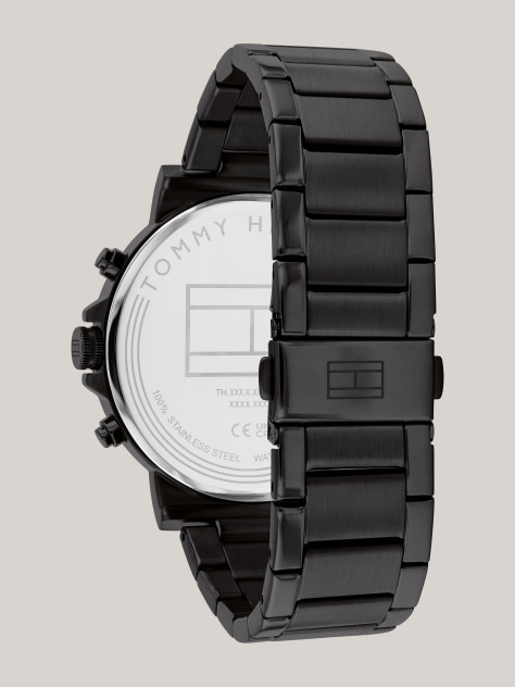 Black Ionic Black Skeleton Dial Sub-Counter Watch  Men