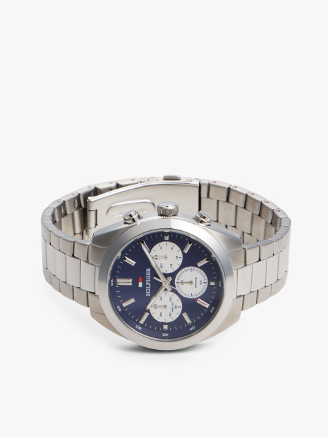 Blue Blue Dial Chronograph Chain-Link Watch  Men