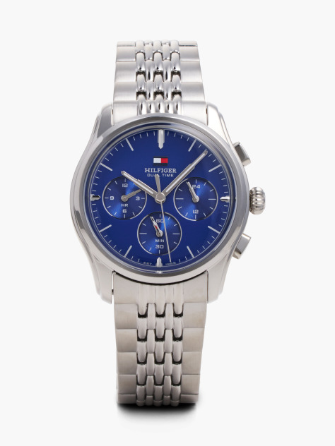 Blue Blue Dial Stainless Steel Chronograph Watch  Men