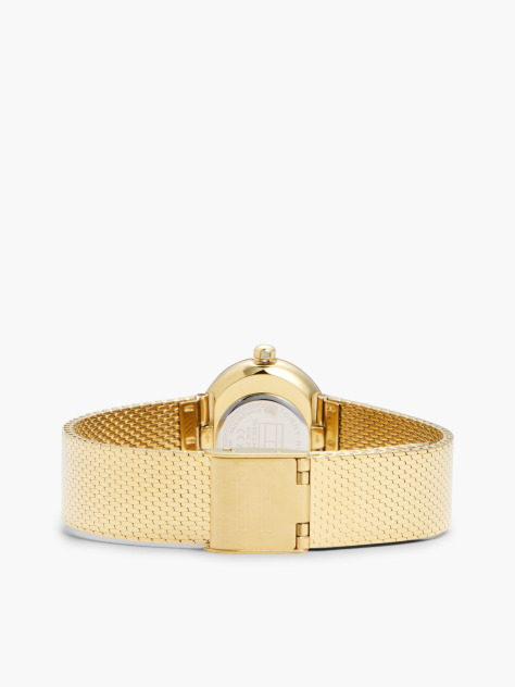 Gold Gold Plated Crystal-Embellished Mesh Strap Watch  Women