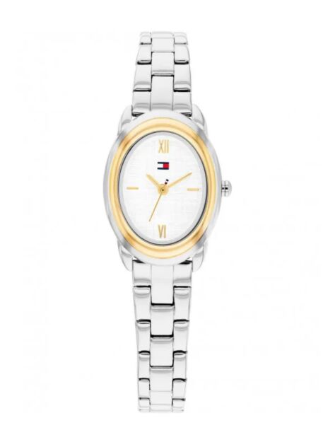 White White Dial Two-Tone Gold-Plated Stainless Steel Watch  Women