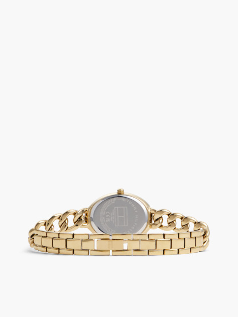 Green Green Oval Dial Gold-Plated Bracelet Watch  Women