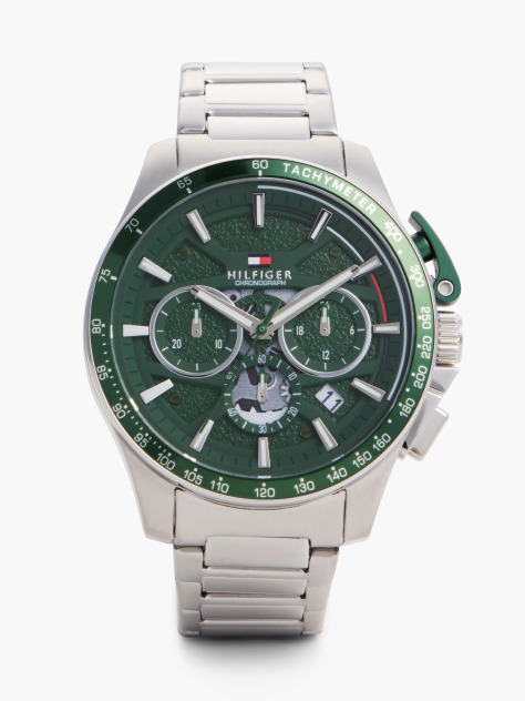 Green Green Dial Stainless Steel Chronograph Watch  Men