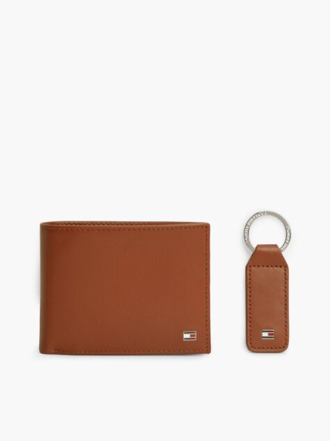 Brown FLAG WALLET AND KEY FOB SET  Men