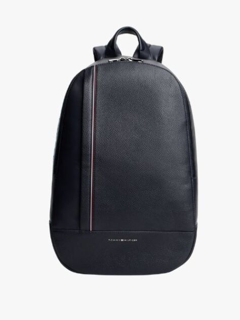 Blue Metal Logo Pebble Grain Backpack  Men
