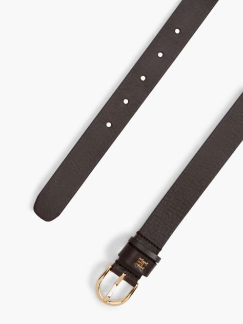 Brown Essential TH Monogram Leather Belt  Women