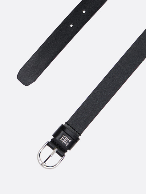 Μαύρο Essential TH Monogram Δερμάτινη Ζώνη  Γυναίκες