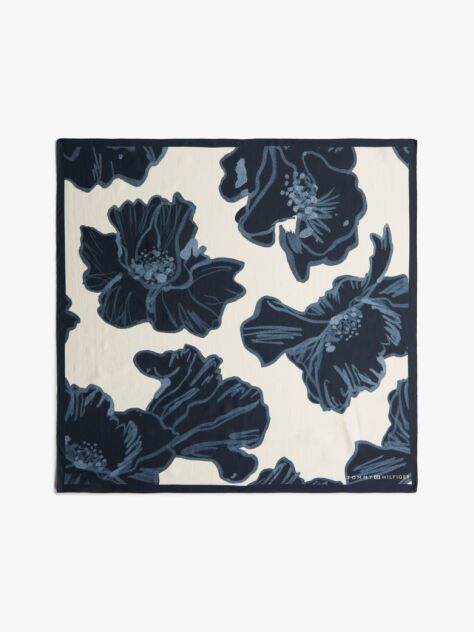 Multi Hilfiger Flag Pure Silk Floral Square Scarf  Women