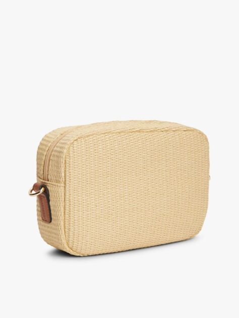 Beige Raffia Crossbody Camera Bag  Women