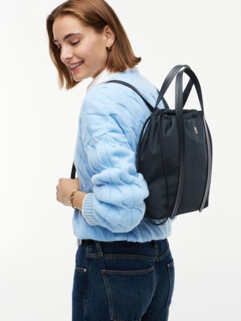 Blue TH Monogram Convertible Tote Bag Backpack  Women