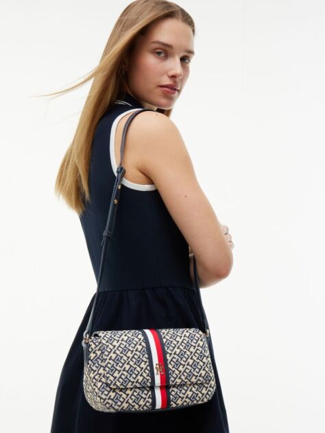 Blue Essential TH Monogram Jacquard Crossbody Bag  Women
