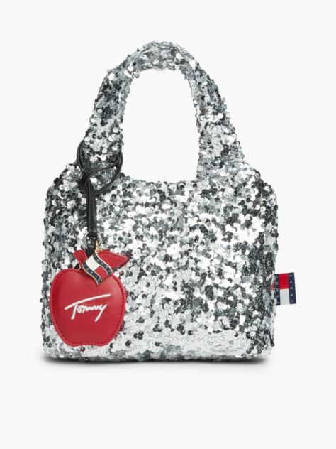 Silver Sequin Logo Charm Shopper Bag  Women