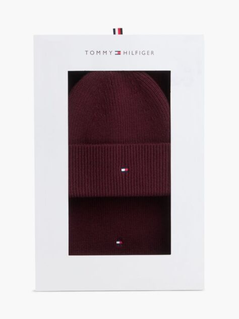 Red Hilfiger Flag Beanie And Scarf Gift Box  Women