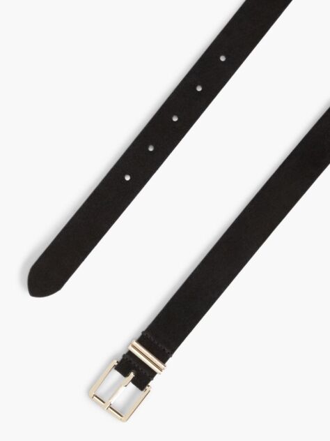 Black Suede Square Roller Buckle Belt  Women
