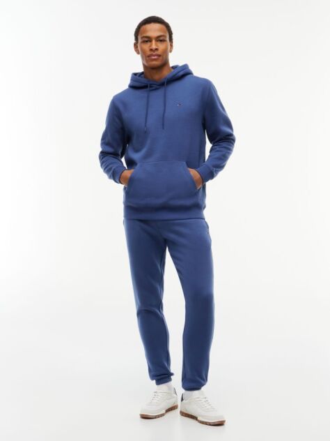 Blue Tommy Flag Embroidery Cuffed Slim Joggers  Men