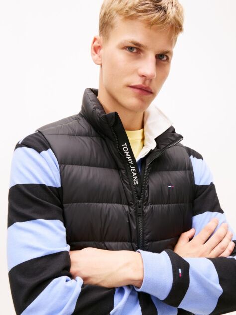 Black Lightweight Down Zip-Thru Vest  Men
