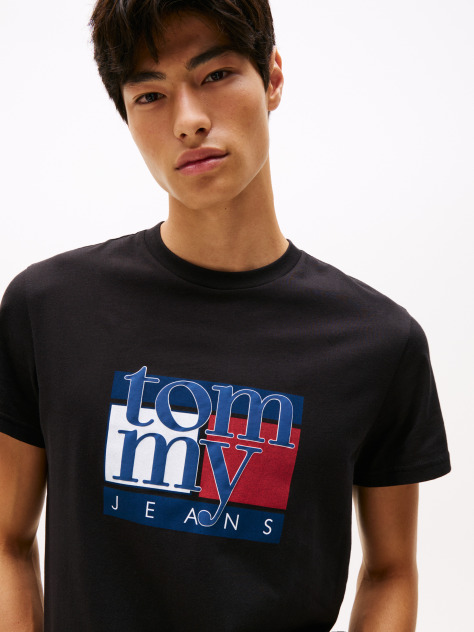 Μαύρο T-Shirt Σε Slim Γραμμή Με Σημαία  Άνδρες