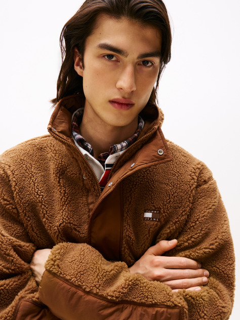 Brown Quilted Teddy Relaxed Jacket  Men