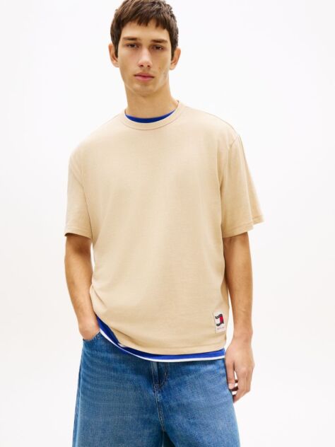 Καφέ T-Shirt Jersey Σε Άνετη Γραμμή Με Λογότυπο στην Πλάτη  Άνδρες