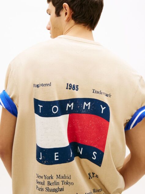 Καφέ T-Shirt Jersey Σε Άνετη Γραμμή Με Λογότυπο στην Πλάτη  Άνδρες