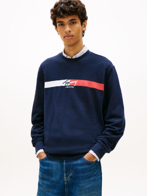 Blue Logo Sueded Terry Sweatshirt  Men