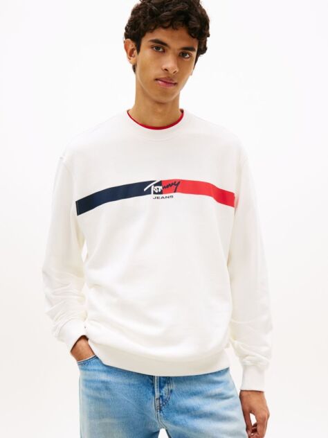 White Logo Sueded Terry Sweatshirt  Men