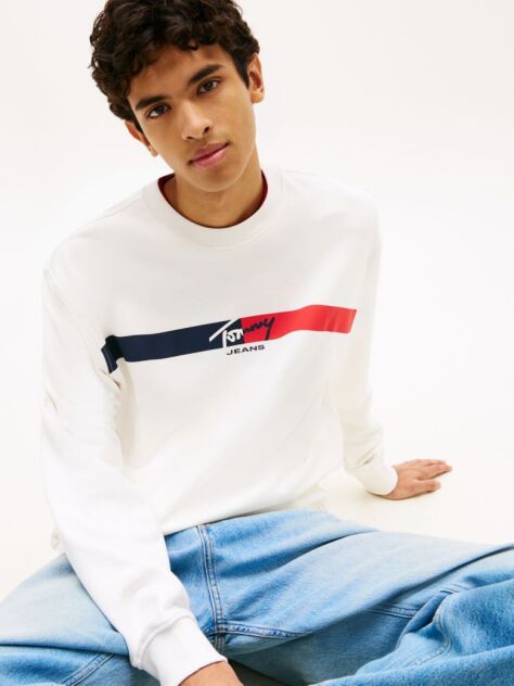White Logo Sueded Terry Sweatshirt  Men