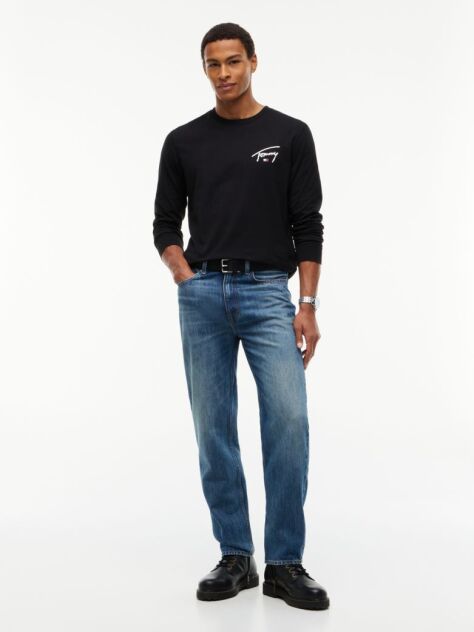 Μαύρο Μακρυμάνικο Slim T-Shirt Με Signature Λογότυπο   Άνδρες