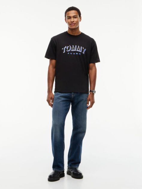 Μαύρο Άνετο T-Shirt Με Λογότυπο  Άνδρες