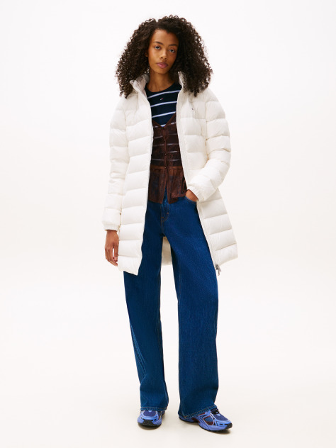 Beige Faux Fur Trim Hooded Down Coat  Women