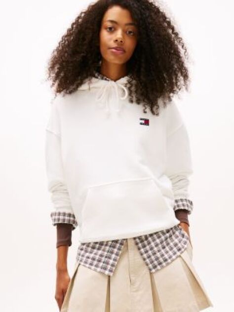 Beige Badge Boxy Fit Hoody  Women